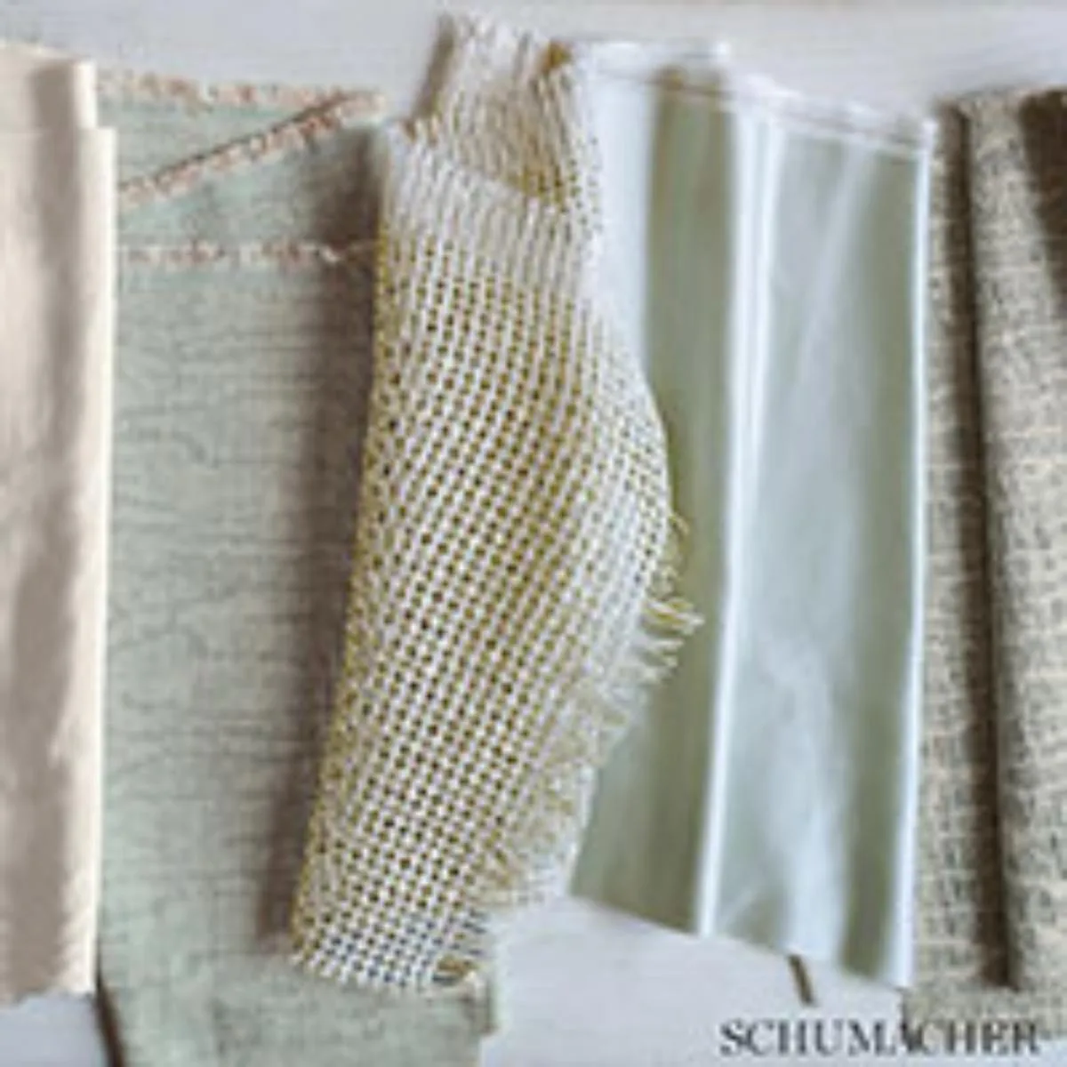 Schumacher 51917 Aria Moiré Aqua fabric swatch