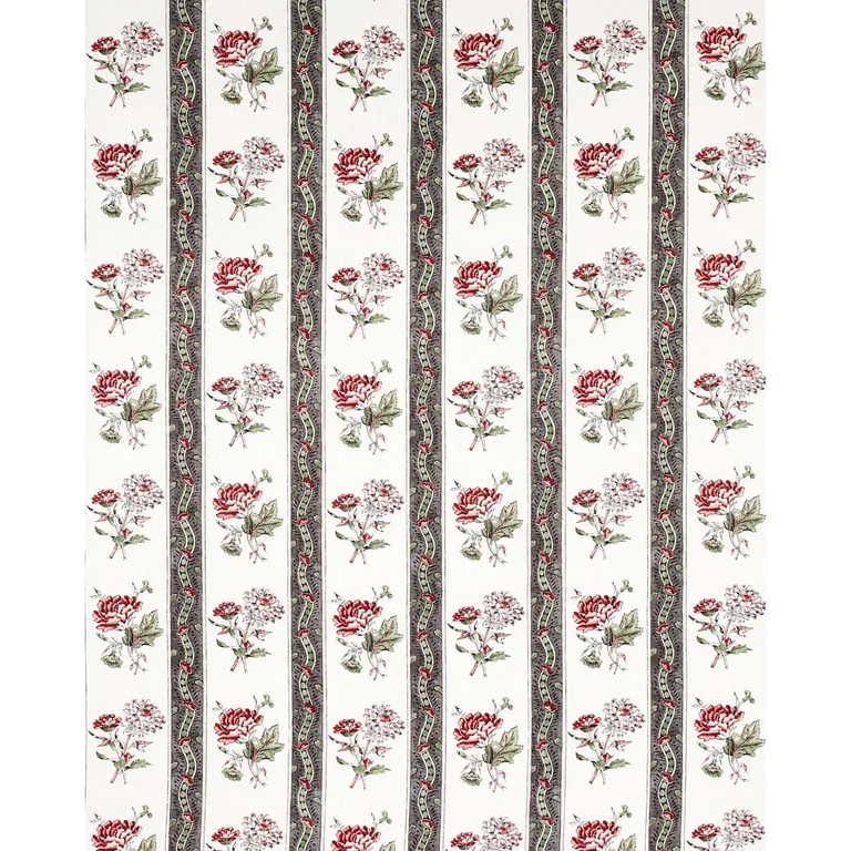 Schumacher 180242 Ariana Floral Stripe Chelsea Garden fabric swatch
