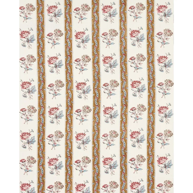 Schumacher 180240 Ariana Floral Stripe Document fabric swatch