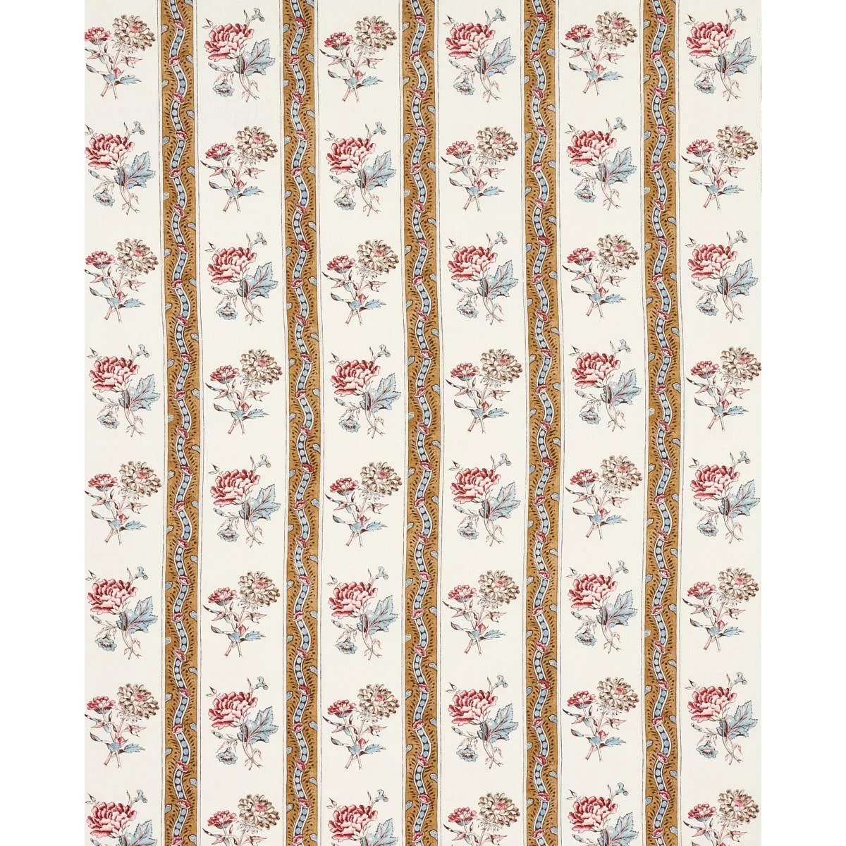 Schumacher 180240 Ariana Floral Stripe Document fabric swatch