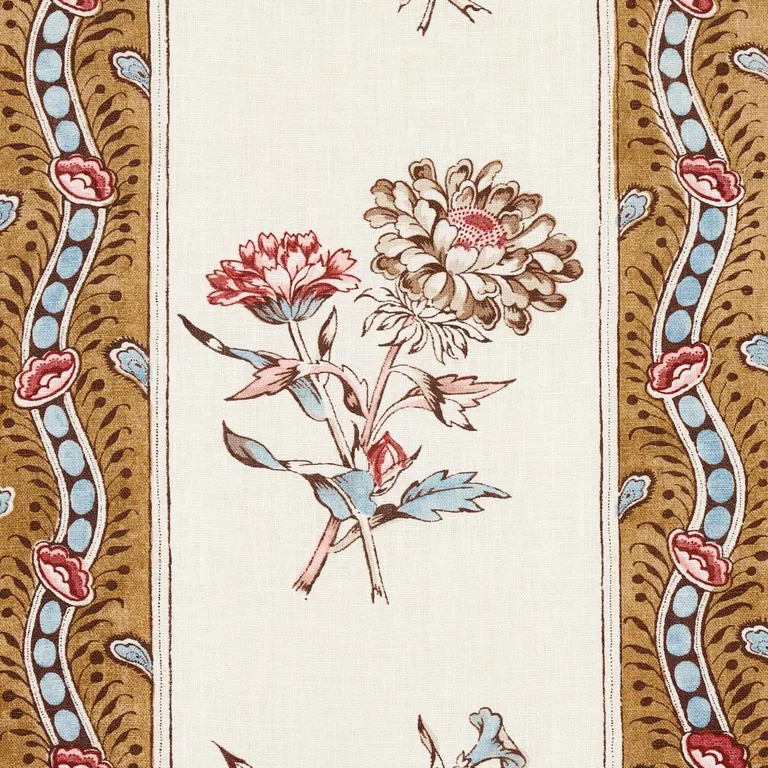 Schumacher 180240 Ariana Floral Stripe Document fabric swatch