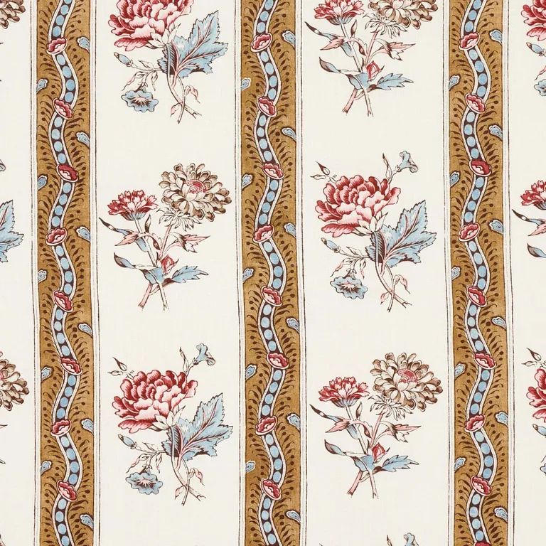 Schumacher 180240 Ariana Floral Stripe Document fabric swatch