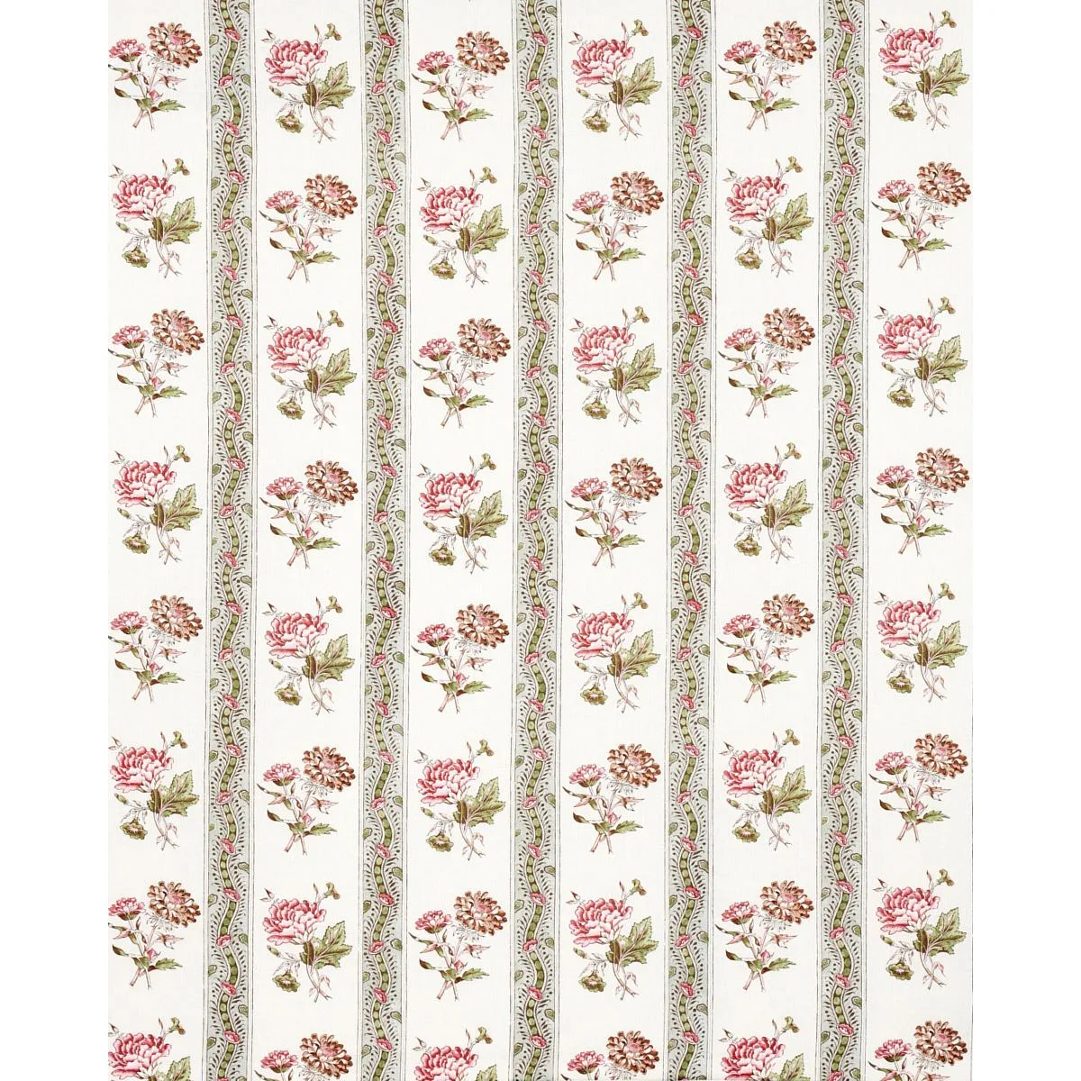 Schumacher 180243 Ariana Floral Stripe Famille Rose fabric swatch