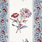 Schumacher 180241 Ariana Floral Stripe Pearlware Blue fabric swatch