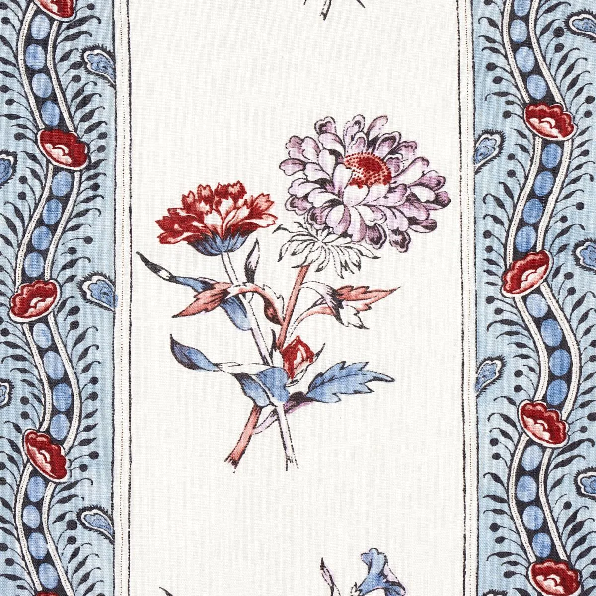 Schumacher 180241 Ariana Floral Stripe Pearlware Blue fabric swatch