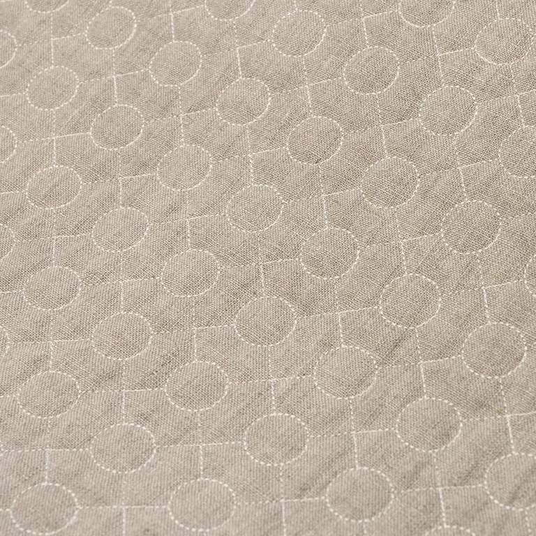 Schumacher 65000 Arles Embroidery Greige fabric swatch