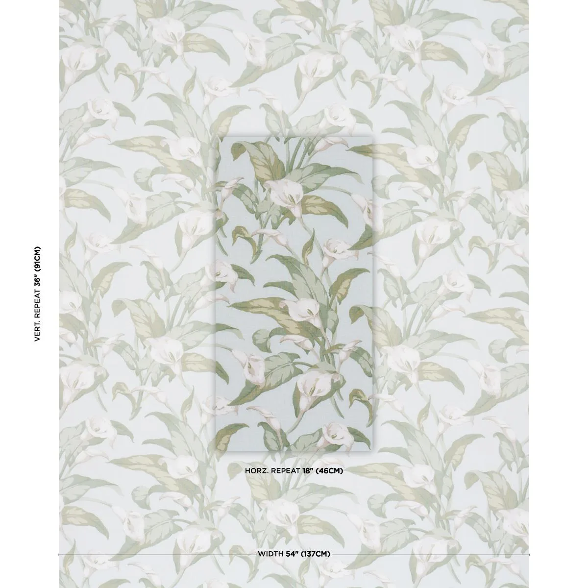 Schumacher 183121 Arum Lilies Aqua fabric swatch