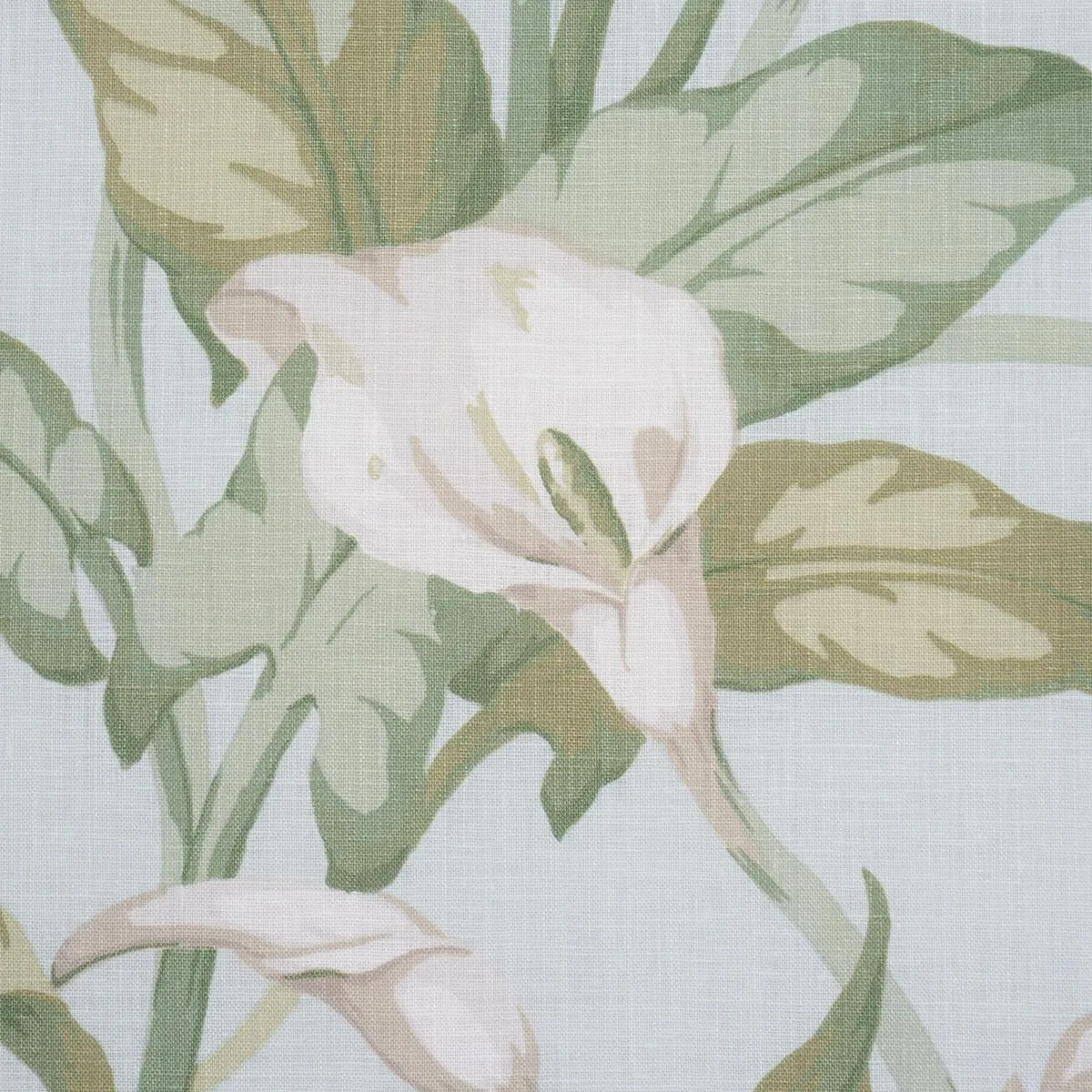 Schumacher 183121 Arum Lilies Aqua fabric swatch