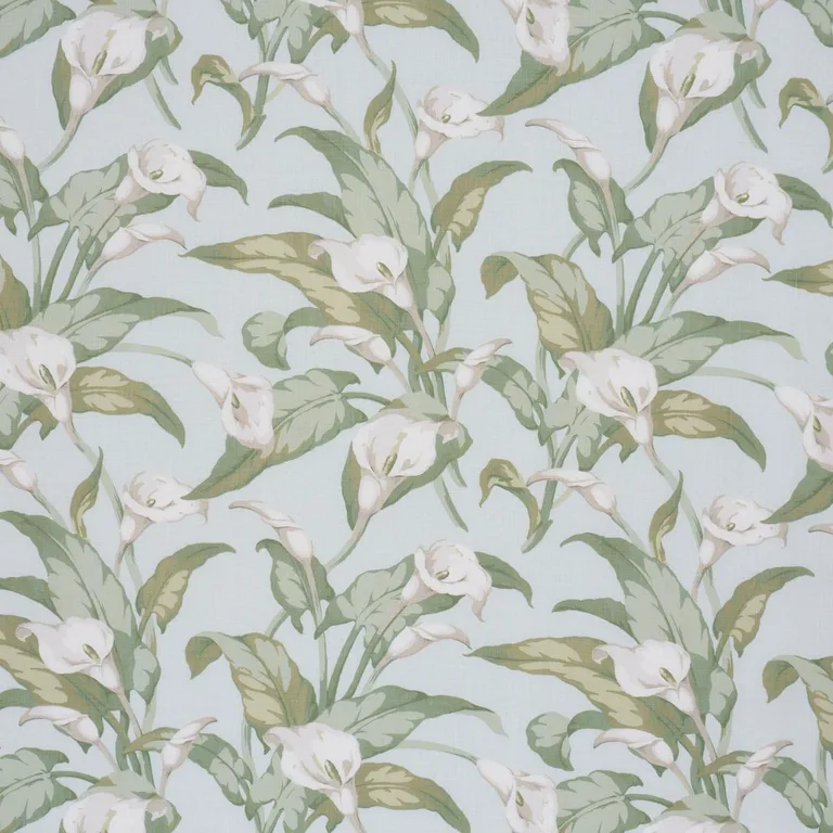 Schumacher 183121 Arum Lilies Aqua fabric swatch
