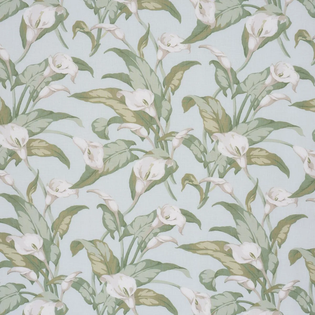 Schumacher 183121 Arum Lilies Aqua fabric swatch