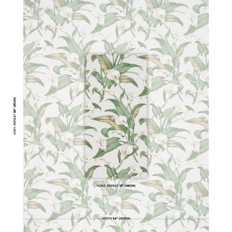 Schumacher 183120 Arum Lilies Ivory fabric swatch
