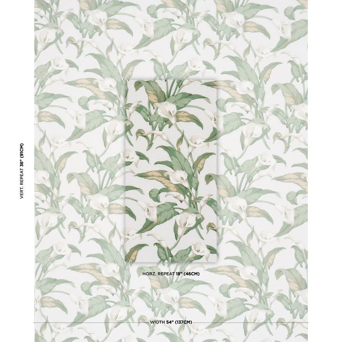 Schumacher 183120 Arum Lilies Ivory fabric swatch