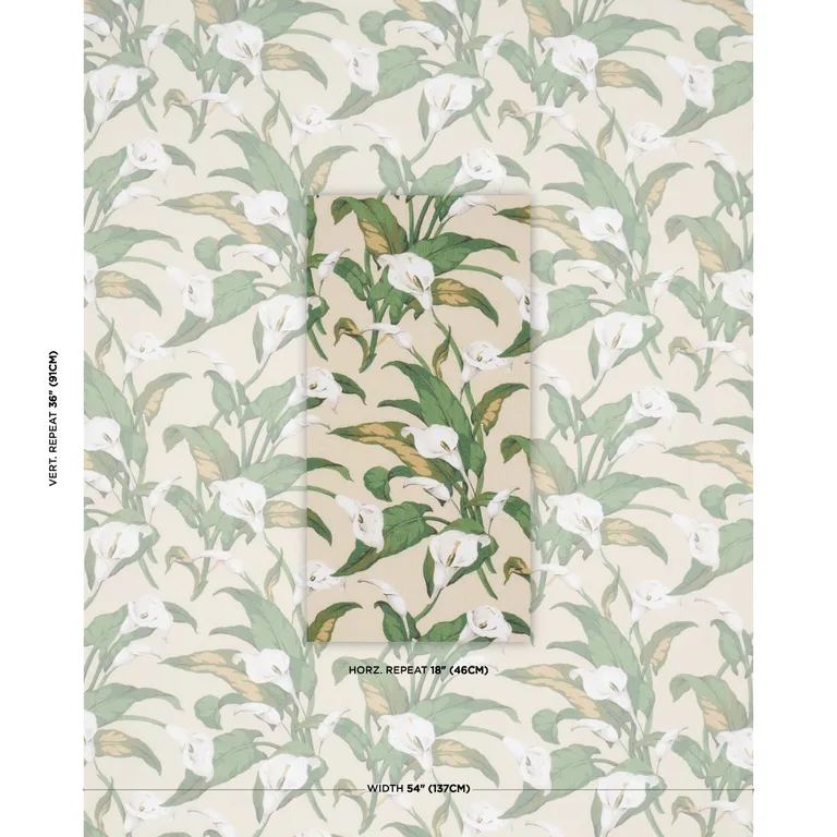 Schumacher 183122 Arum Lilies Parchment fabric swatch