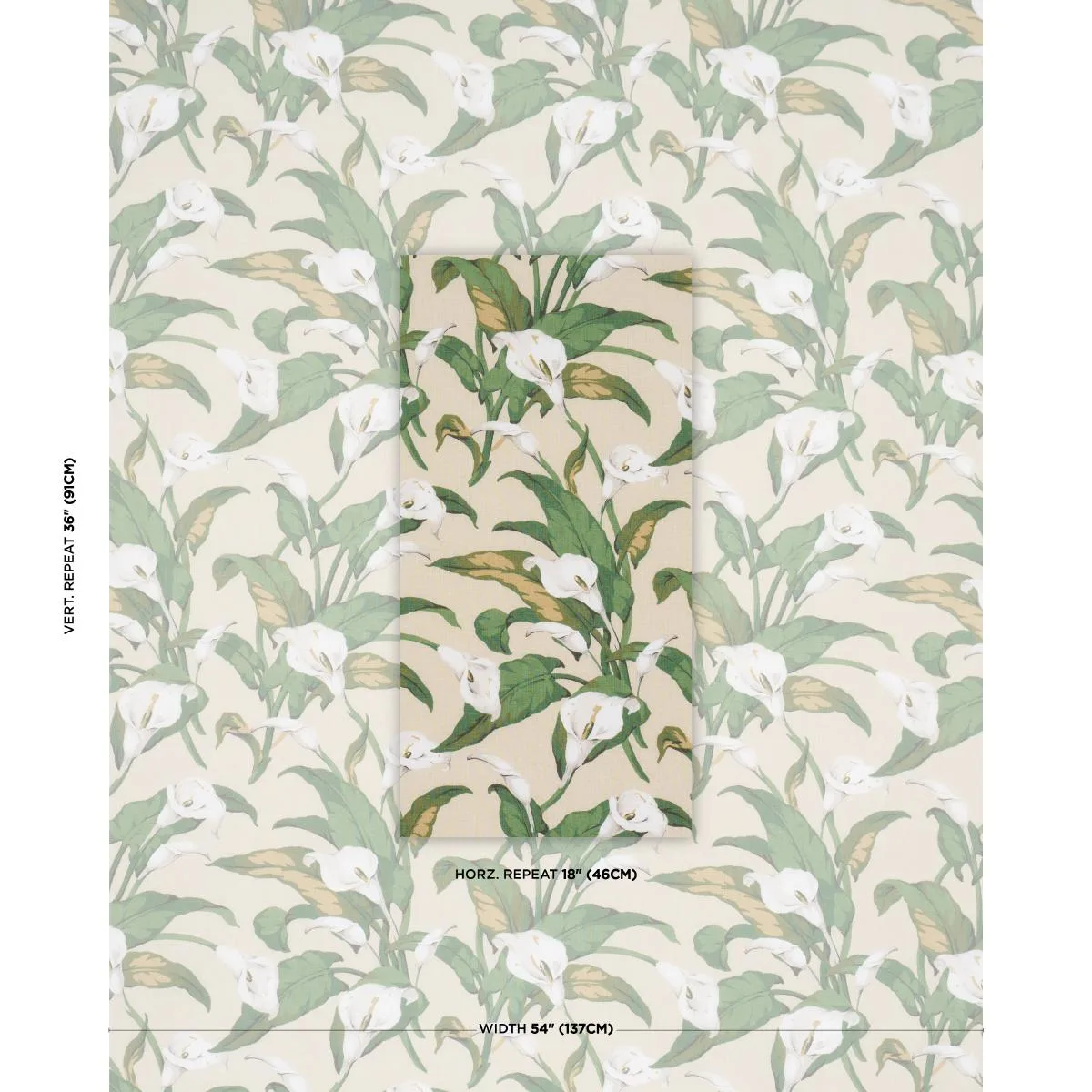 Schumacher 183122 Arum Lilies Parchment fabric swatch