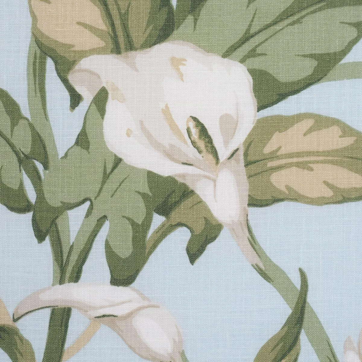 Schumacher 183123 Arum Lilies Sky fabric swatch