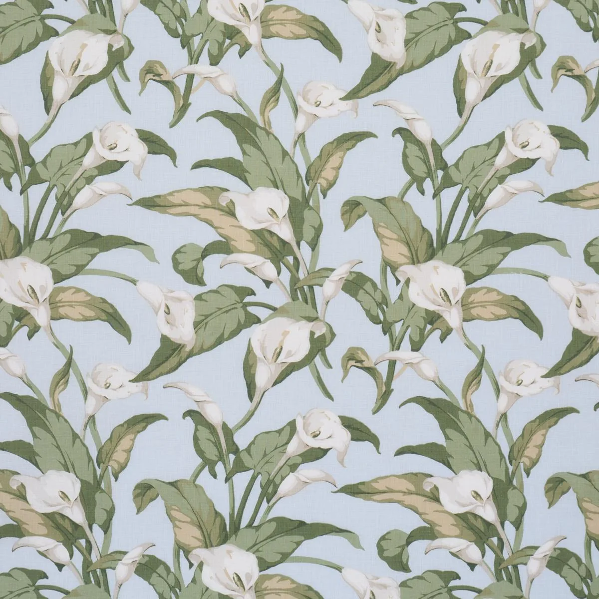 Schumacher 183123 Arum Lilies Sky fabric swatch
