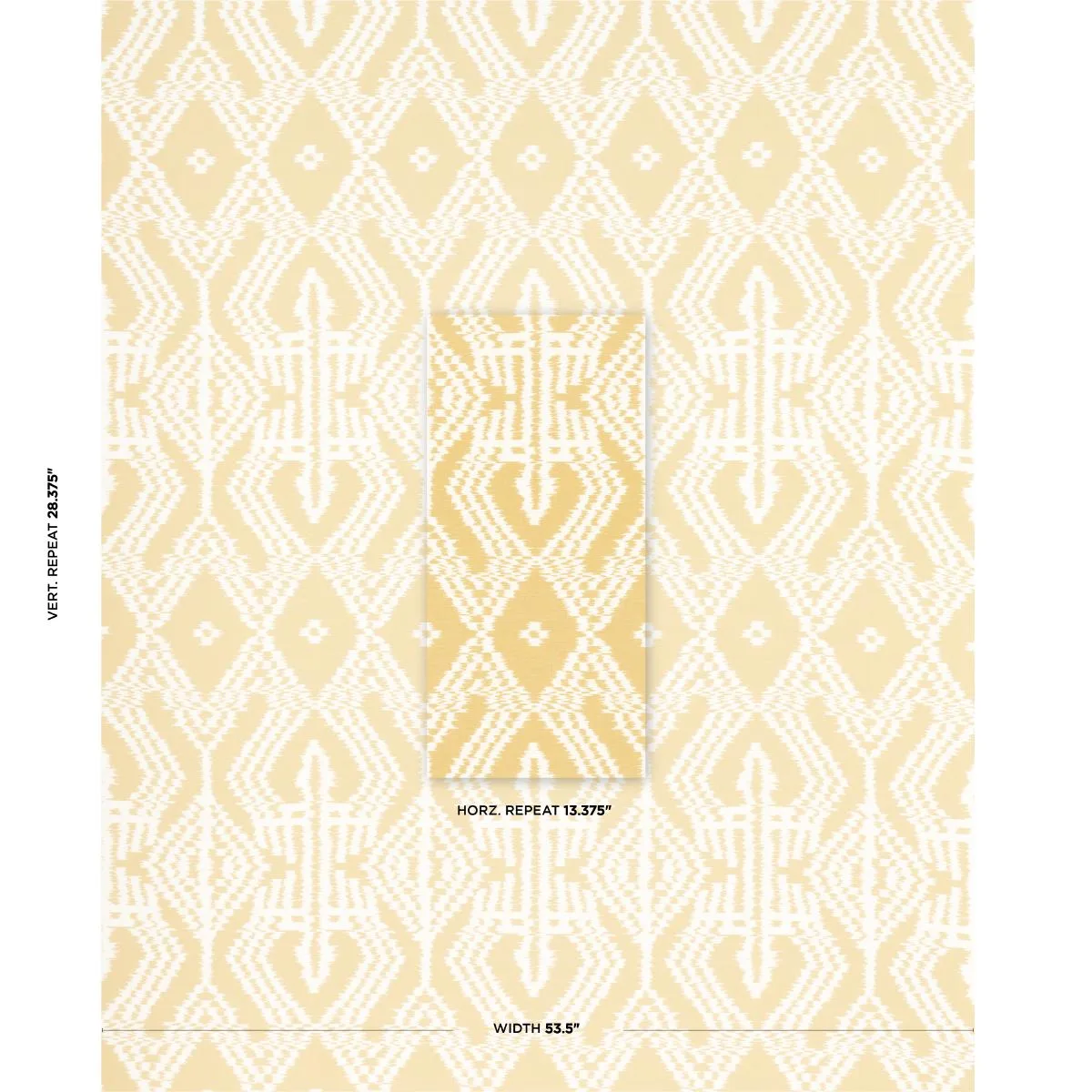 Schumacher 176098 Asaka Ikat Buttercup fabric swatch