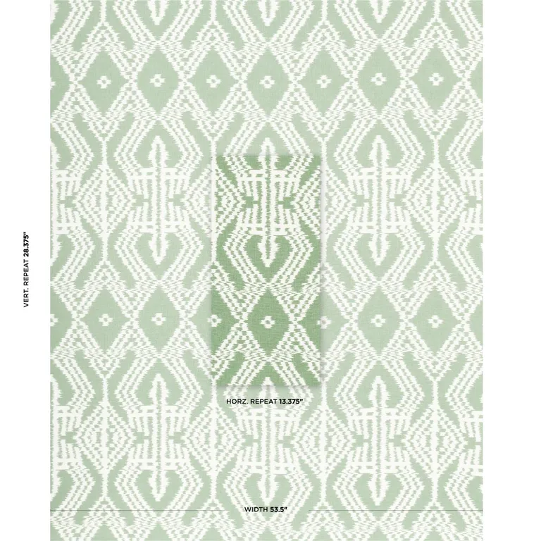 Schumacher 176097 Asaka Ikat Green fabric swatch