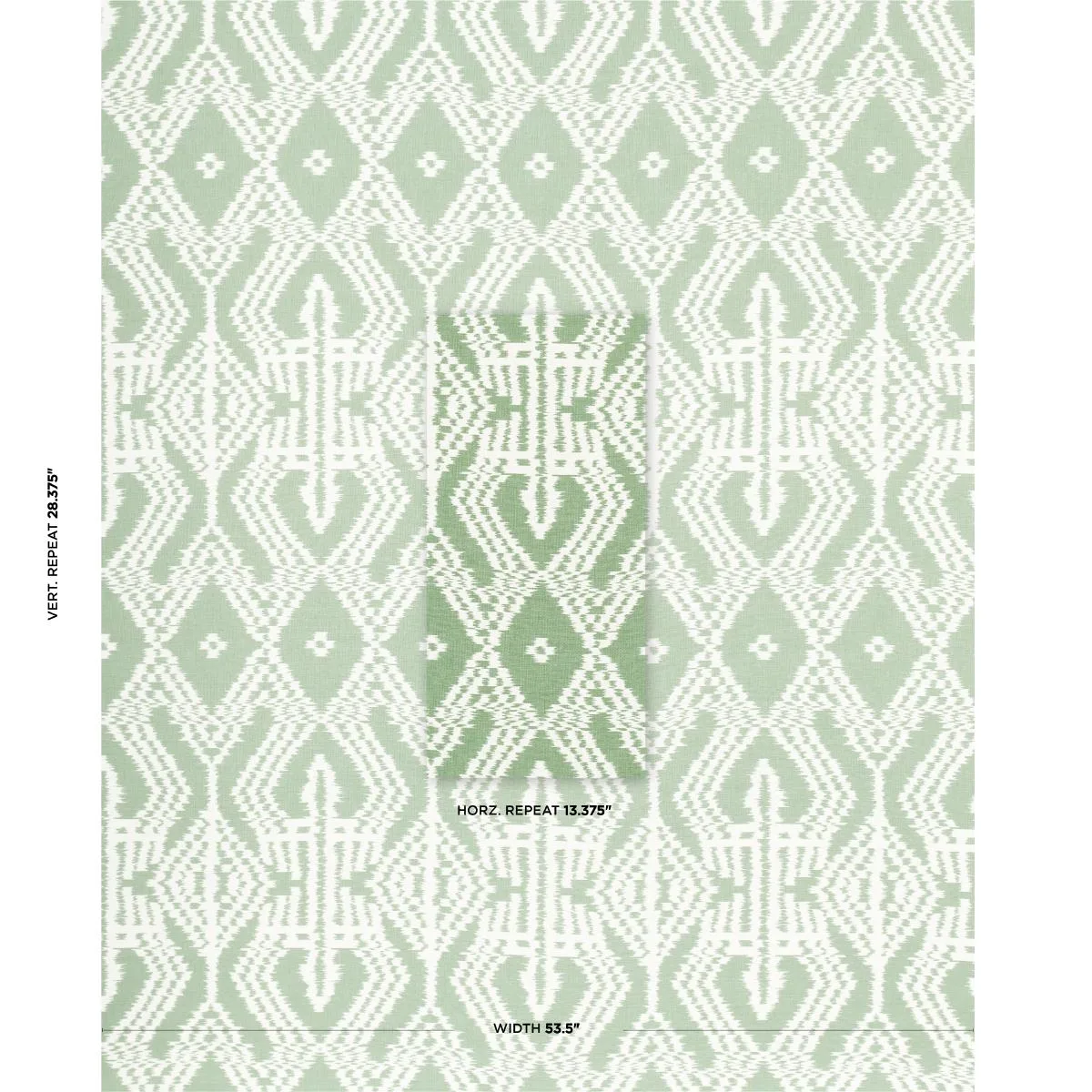 Schumacher 176097 Asaka Ikat Green fabric swatch