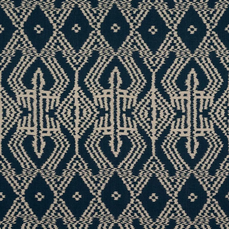 Schumacher 176095 Asaka Ikat Indigo fabric swatch