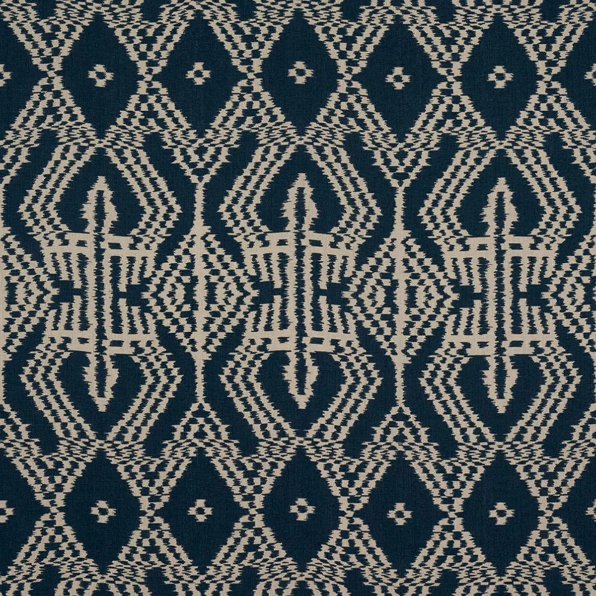 Schumacher 176095 Asaka Ikat Indigo fabric swatch