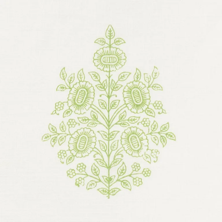 Schumacher 178371 Asara Flower Sheer Green fabric swatch