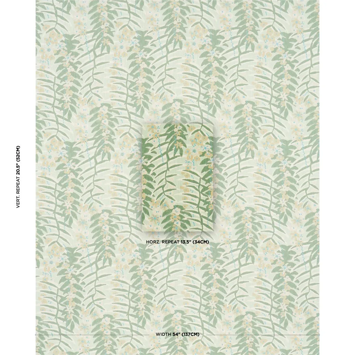 Schumacher 182152 Ashbee Botanical Aqua fabric swatch