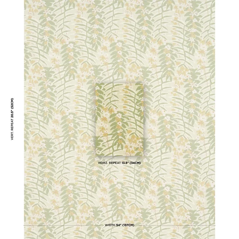 Schumacher 182151 Ashbee Botanical Citron fabric swatch