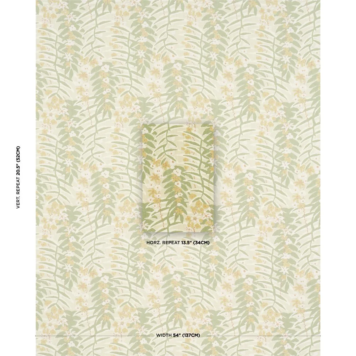 Schumacher 182151 Ashbee Botanical Citron fabric swatch