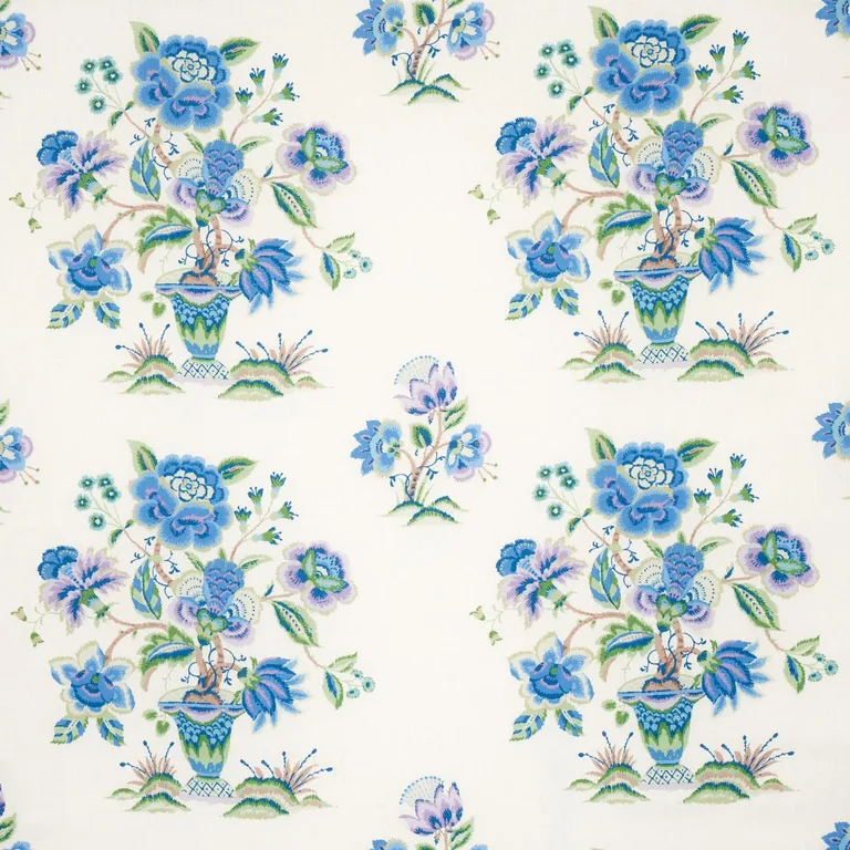 Schumacher 180041 Ashford Linen Cornflower And Lilac fabric swatch