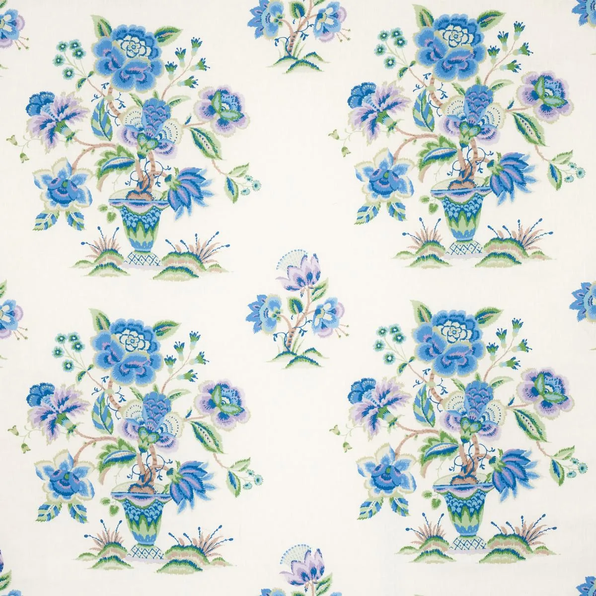 Schumacher 180041 Ashford Linen Cornflower And Lilac fabric swatch