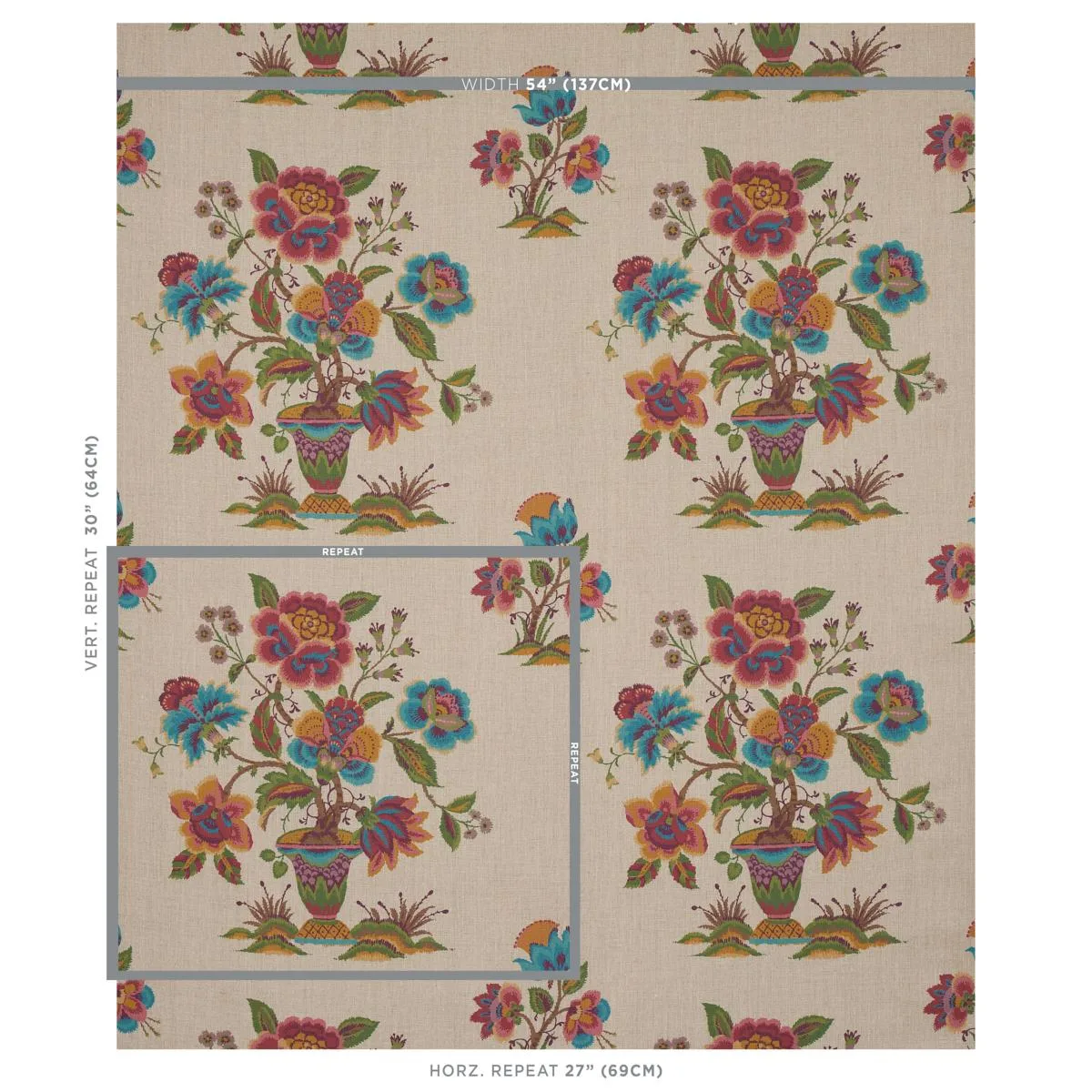 Schumacher 180043 Ashford Linen Mulberry And Natural fabric swatch