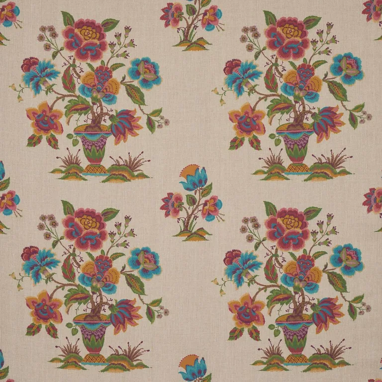Schumacher 180043 Ashford Linen Mulberry And Natural fabric swatch