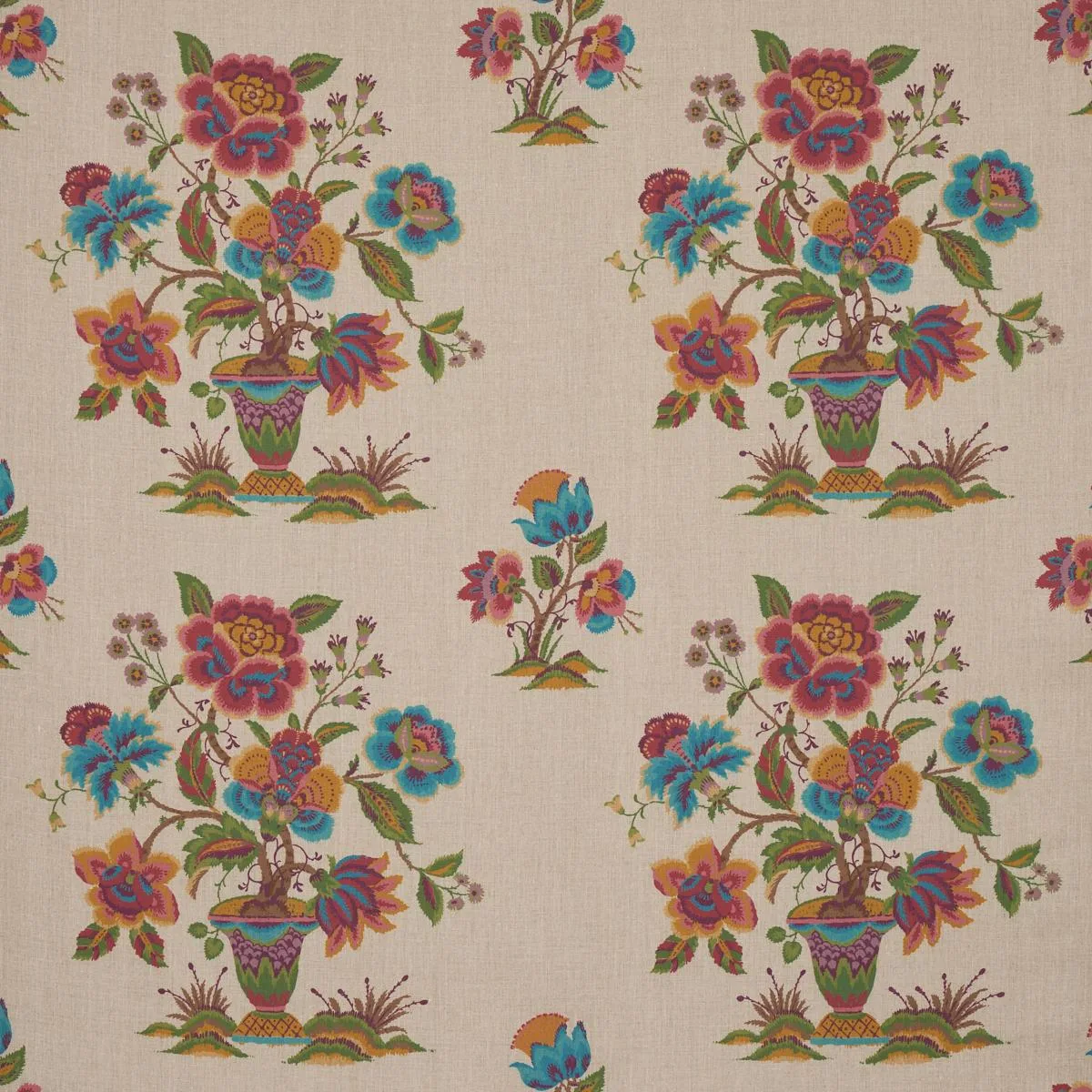 Schumacher 180043 Ashford Linen Mulberry And Natural fabric swatch