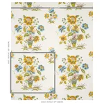 Schumacher 180042 Ashford Linen Ochre And Sky fabric swatch