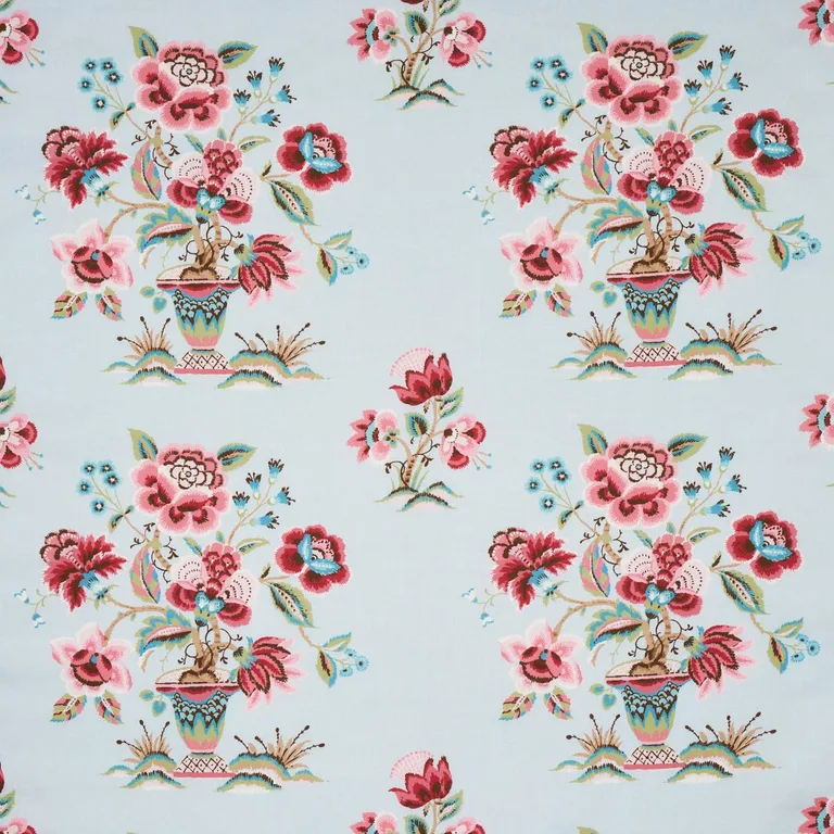 Schumacher 180040 Ashford Linen Rose And Sky fabric swatch