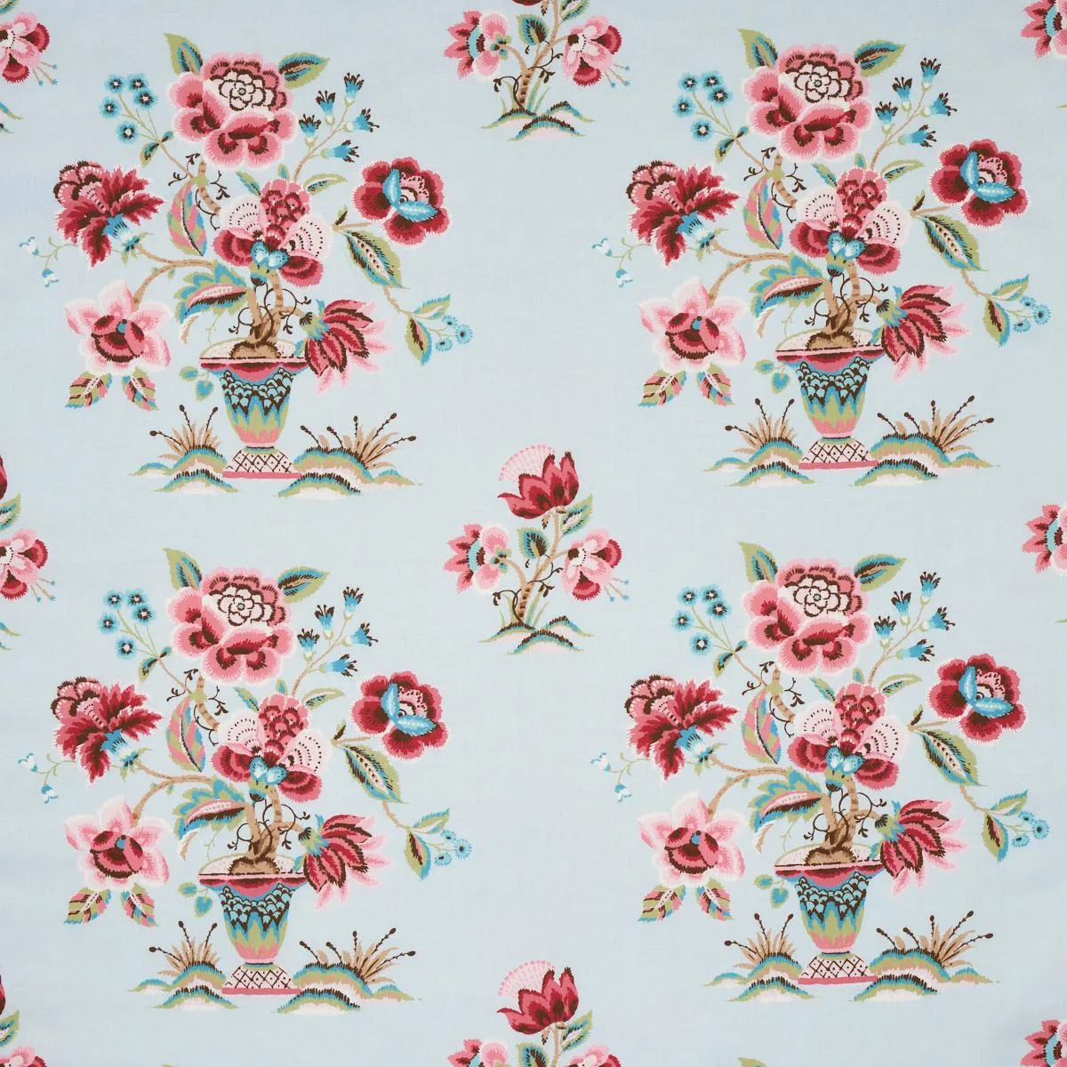 Schumacher 180040 Ashford Linen Rose And Sky fabric swatch