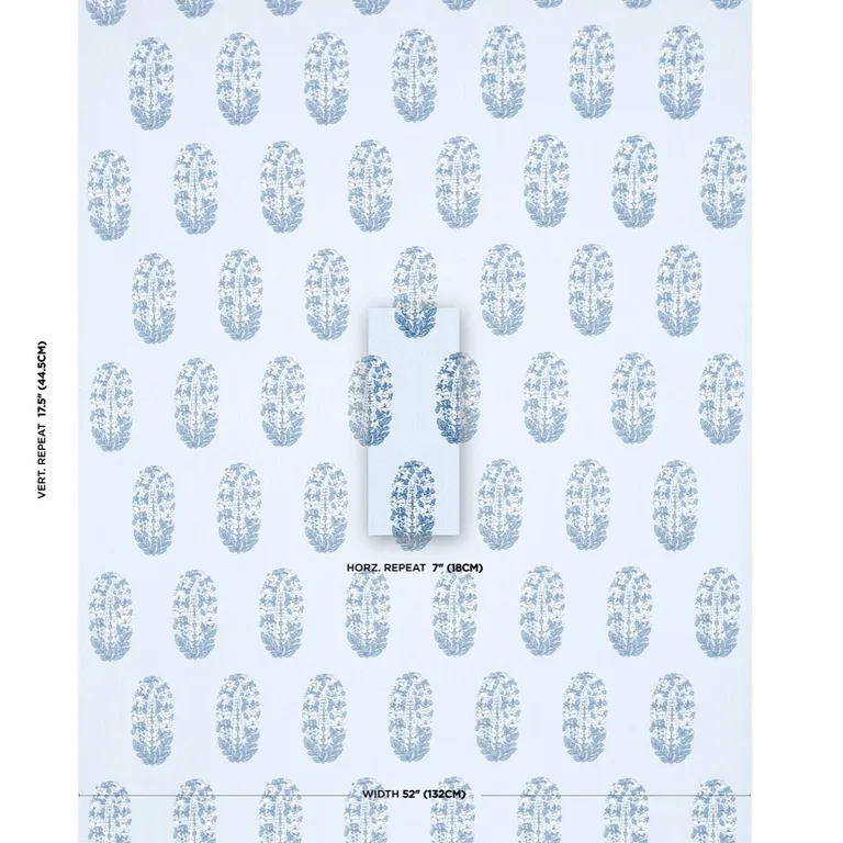 Schumacher 181360 Askandra Flower Chambray fabric swatch
