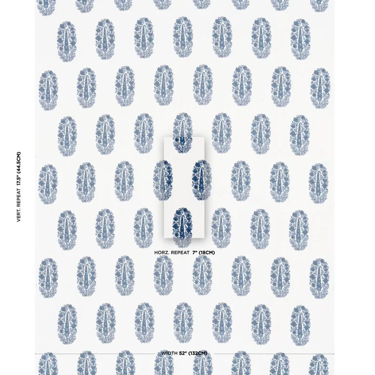 Schumacher 181361 Askandra Flower Delft fabric swatch