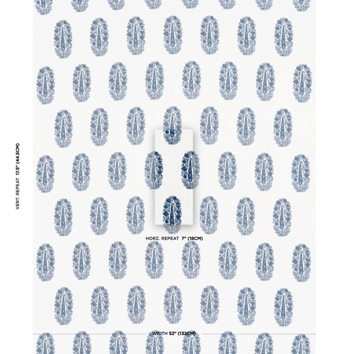 Schumacher 181361 Askandra Flower Delft fabric swatch