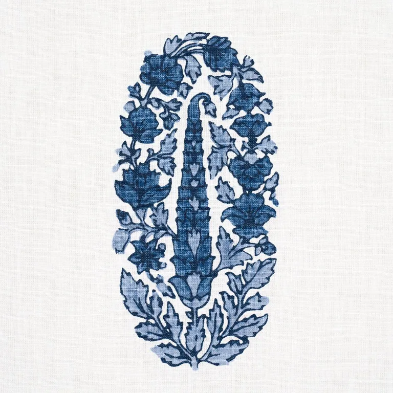 Schumacher 181361 Askandra Flower Delft fabric swatch
