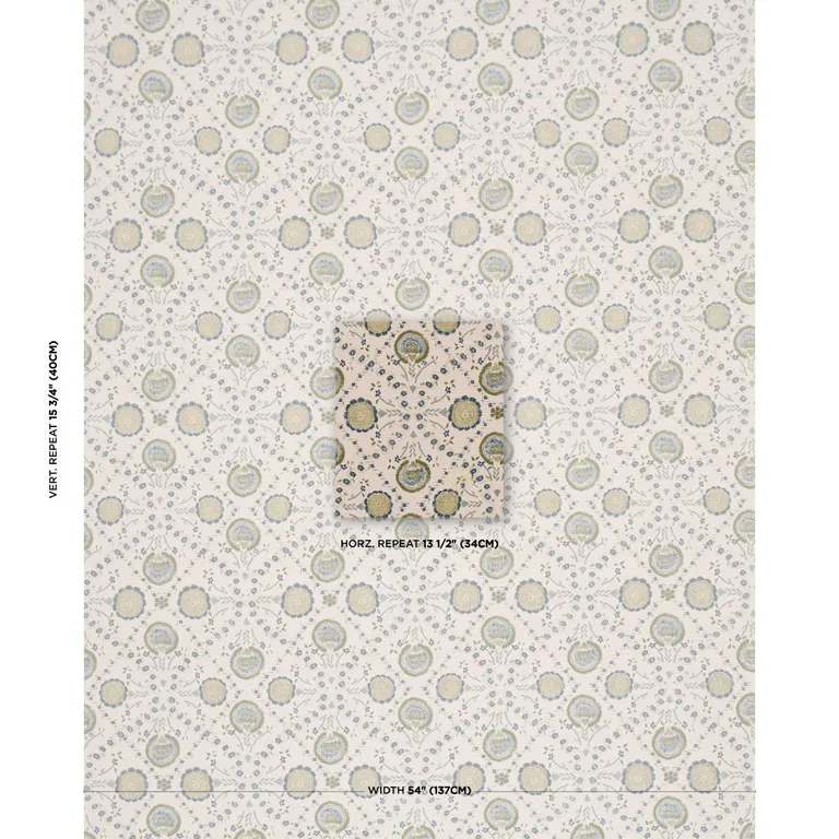 Schumacher 183052 Athena Hand-Screen Print Green fabric swatch