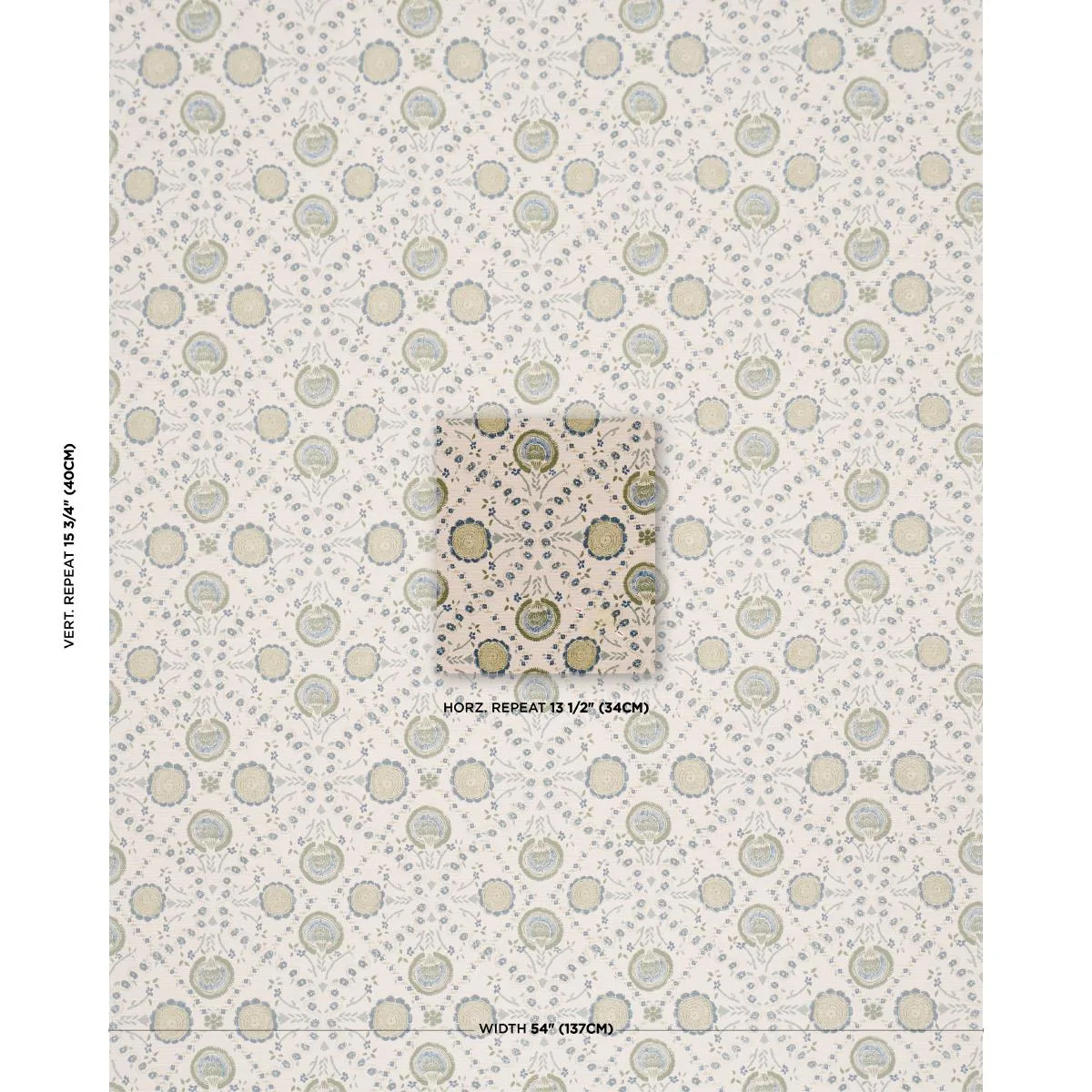 Schumacher 183052 Athena Hand-Screen Print Green fabric swatch