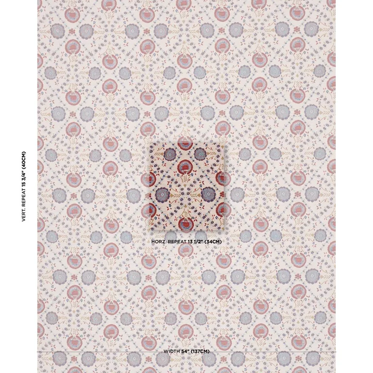 Schumacher 183050 Athena Hand-Screen Print Red & Blue fabric swatch