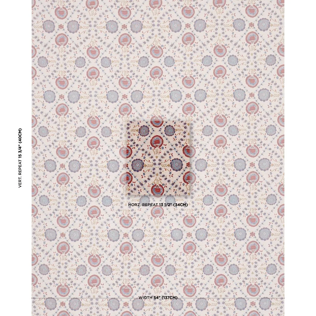 Schumacher 183050 Athena Hand-Screen Print Red & Blue fabric swatch