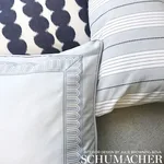 Schumacher 71373 Audrey Stripe Grey & Red fabric swatch