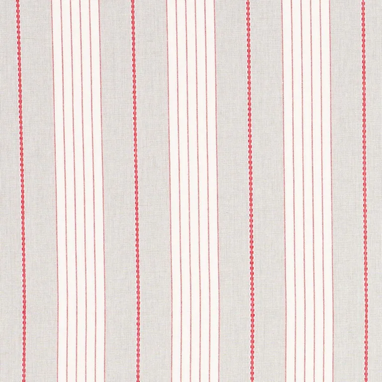 Schumacher 71373 Audrey Stripe Grey & Red fabric swatch