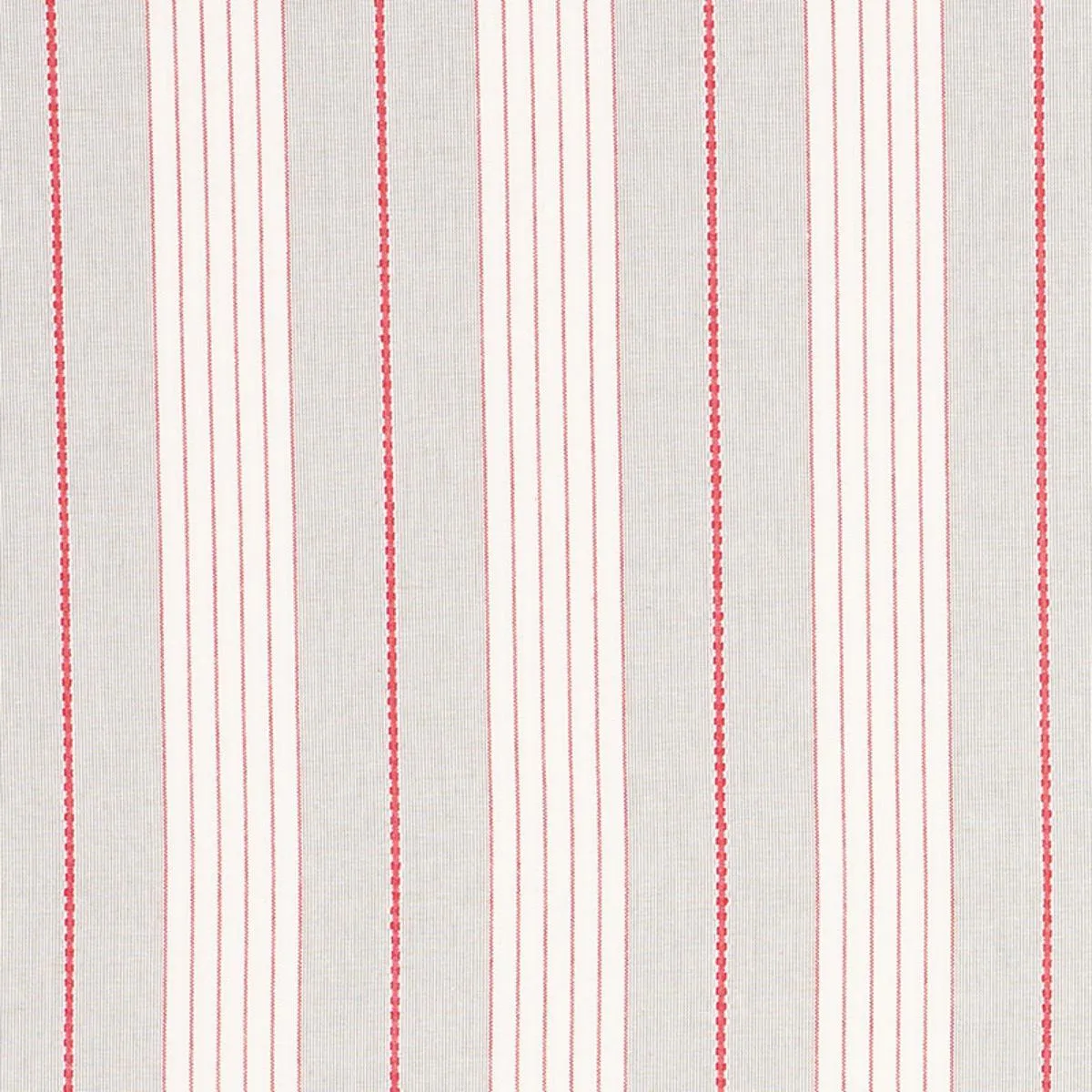 Schumacher 71373 Audrey Stripe Grey & Red fabric swatch