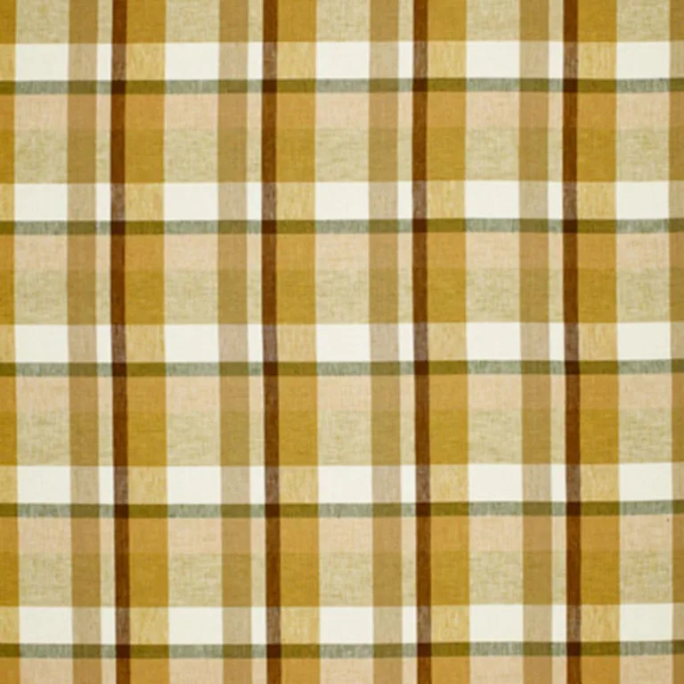 Schumacher 3484001 Augusta Linen Plaid Sand Dune fabric swatch
