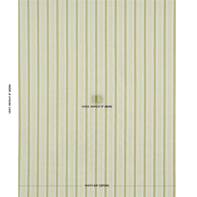 Schumacher 181711 Auguste Stripe Ciel & Leaf fabric swatch